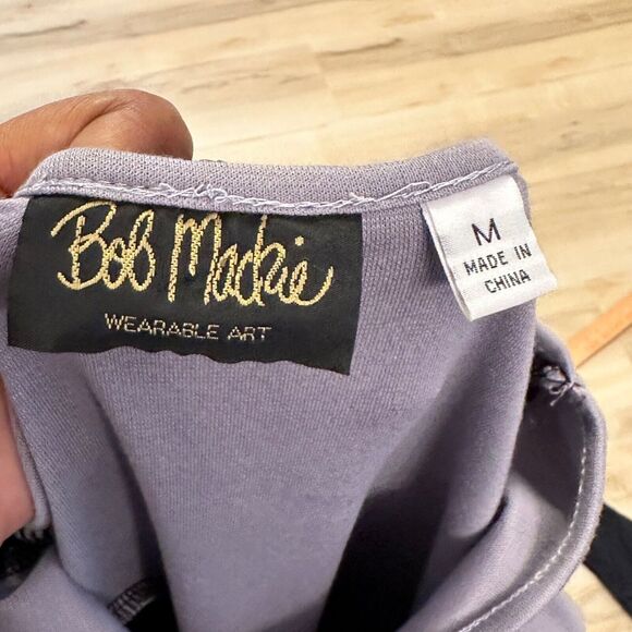 Bob Mackie Dress Medium Shift Colorblock 3/4 Sleeve Purple Blue Black - Picture 2 of 5